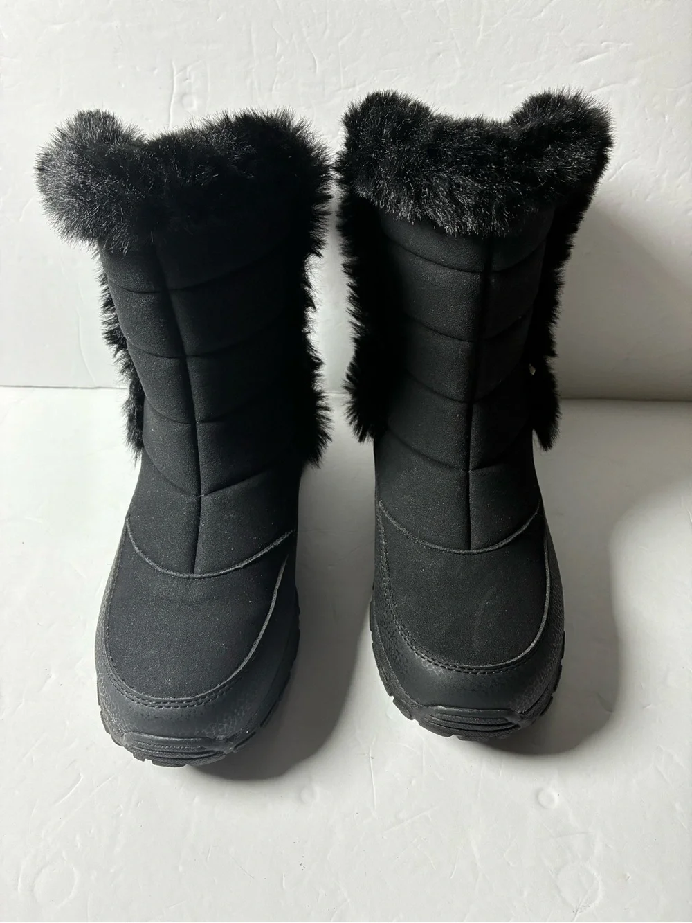 Lands' End Black Faux-Fur Winter Snow Boots